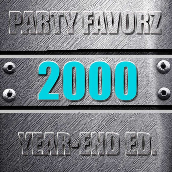 Coverart for the Top Dance Songs of 2000 with the biggest dance songs of the year against a steel background with bolts