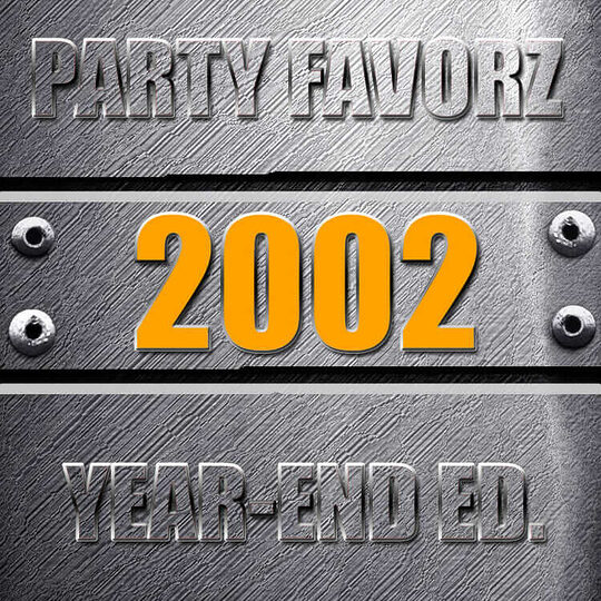 Coverart for the Top Dance Songs of 2002 with the biggest dance songs of the year against a steel background with bolts