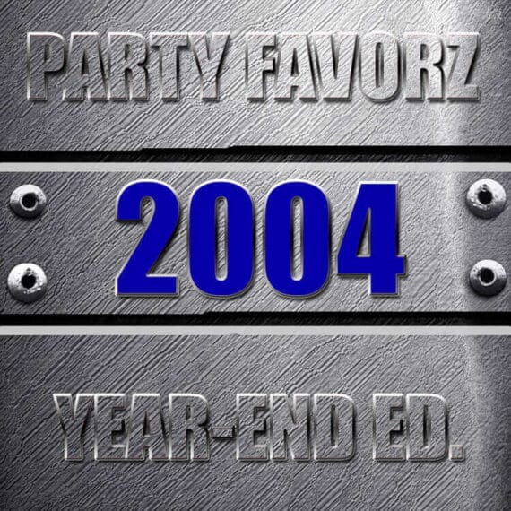 Coverart for the Top Dance Songs of 2004 with the biggest dance songs of the year against a steel background with bolts