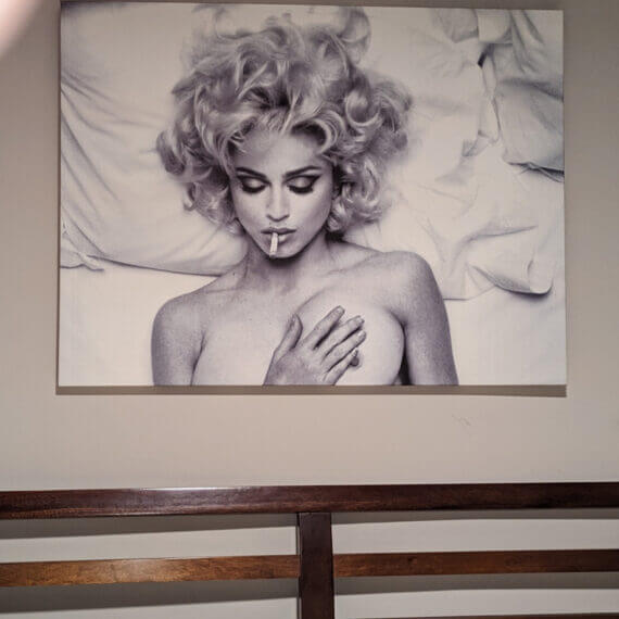 Madonna Bad Girl Canvass above bed for the cover art of