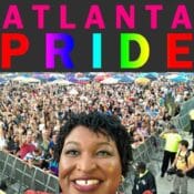 Stacy Abrams at the Atlanta Pride celebration 2018