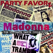 Collage of headlines about Madonna from the 1980s for the cover art of the Ultimate Dance Collection promo