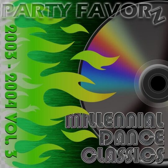 CD with green flame over it; Millennial Dance Classics 2003 - 2004 volume 3