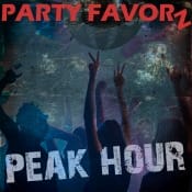 Grunge rave with hands in the air and a giant disco ball on top for the cover art of the Peak Hour category