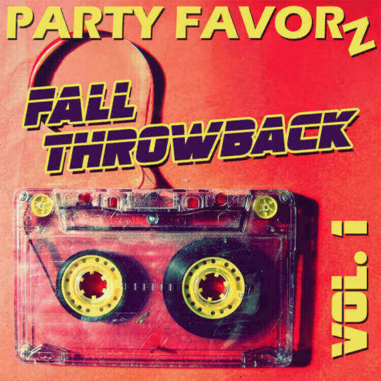Clear cassette tape with the tape pulled out on a grunge red background for the cover art of Fall Throwback Volume 1