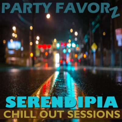 A blurred picture of multi-color lights for an unknown downtown city after it rained for the cover art of Serendipia: The Chill Out Sessions