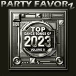 An intricately engraved silver metal background for the cover art of the Top Dance Songs of 2023 featuring the year's biggest dance hits.