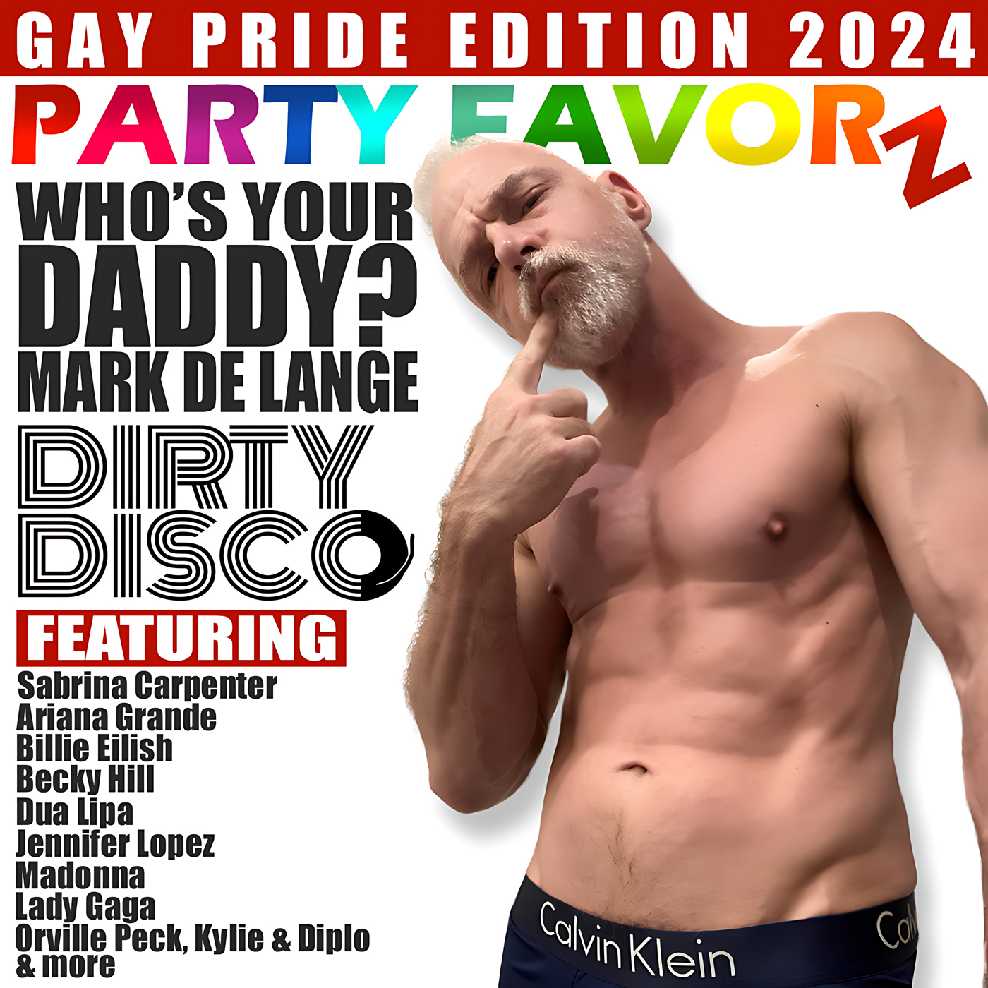 Shirtless beefy Mark Arnold of Dirty Disco for the cover art of Gay Pride Edition 2024