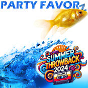 A goldfish jumping ahead of a blue wave for the cover art of Summer Throwback 2024 Volume I