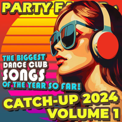 Colorful digital art of a woman with sunglasses and headphones for the cover art of Catch-Up 2024 Volume I