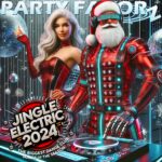 JINGLE ELECTRIC 2024: The Biggest Dance Club Songs of the Season! Modern slimmed down Mr and Mrs Clause on the decks for the coverart of Jingle Electric 2024