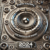 Giant platnium metal speaker for the cover art of Top Dance Club Songs of 2024 Volume I