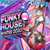 Shiny silver stilleto boot on top of a disco ball for the artwork of Funky House Sessions Winter 2025