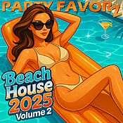 Sexy woman in a bikini laying a float in the middle of a pool for the cover art of Beach House 2025 Volume 2