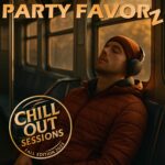 Chill Out Sessions: Set Adrift on Blissful Vibes Young man in an amber puff coat and skull cap with headphones on leaning back in a subway car chill out for the cover art of Chill Out Sessions — Fall Edition 2025