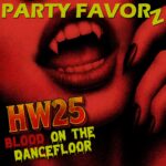 HW25: Blood On the Dancefloor Picture of an open femal vampire mouth with long fingernails in a grungy red overlay for the cover art of HW25—Blood On the Dancefloor