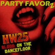 Picture of an open femal vampire mouth with long fingernails in a grungy red overlay for the cover art of HW25—Blood On the Dancefloor