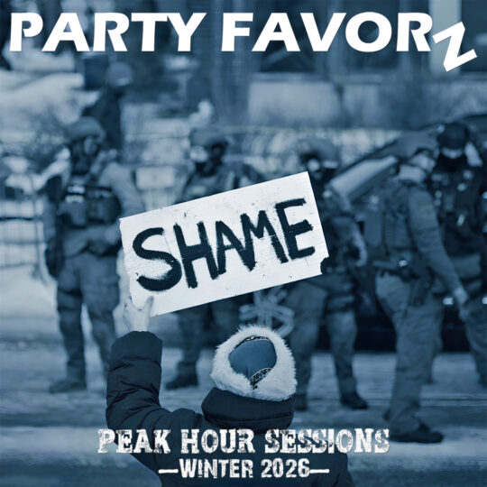 Protester in MN holding a sign that reads "Shame" against ICE forces for the cover art of Peak Hour Sessions Winter 2026