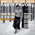 sexy shirtless hunk wearing only a leopard skin wrap in a forest covered in snow for the cover art of Winter Edition 2026 Volume 2