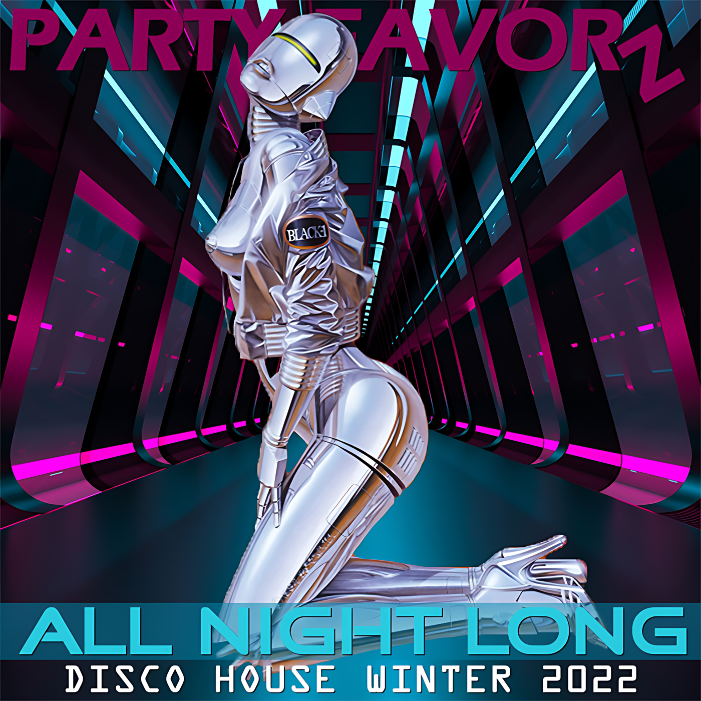 Sexy Female Robot on tron background