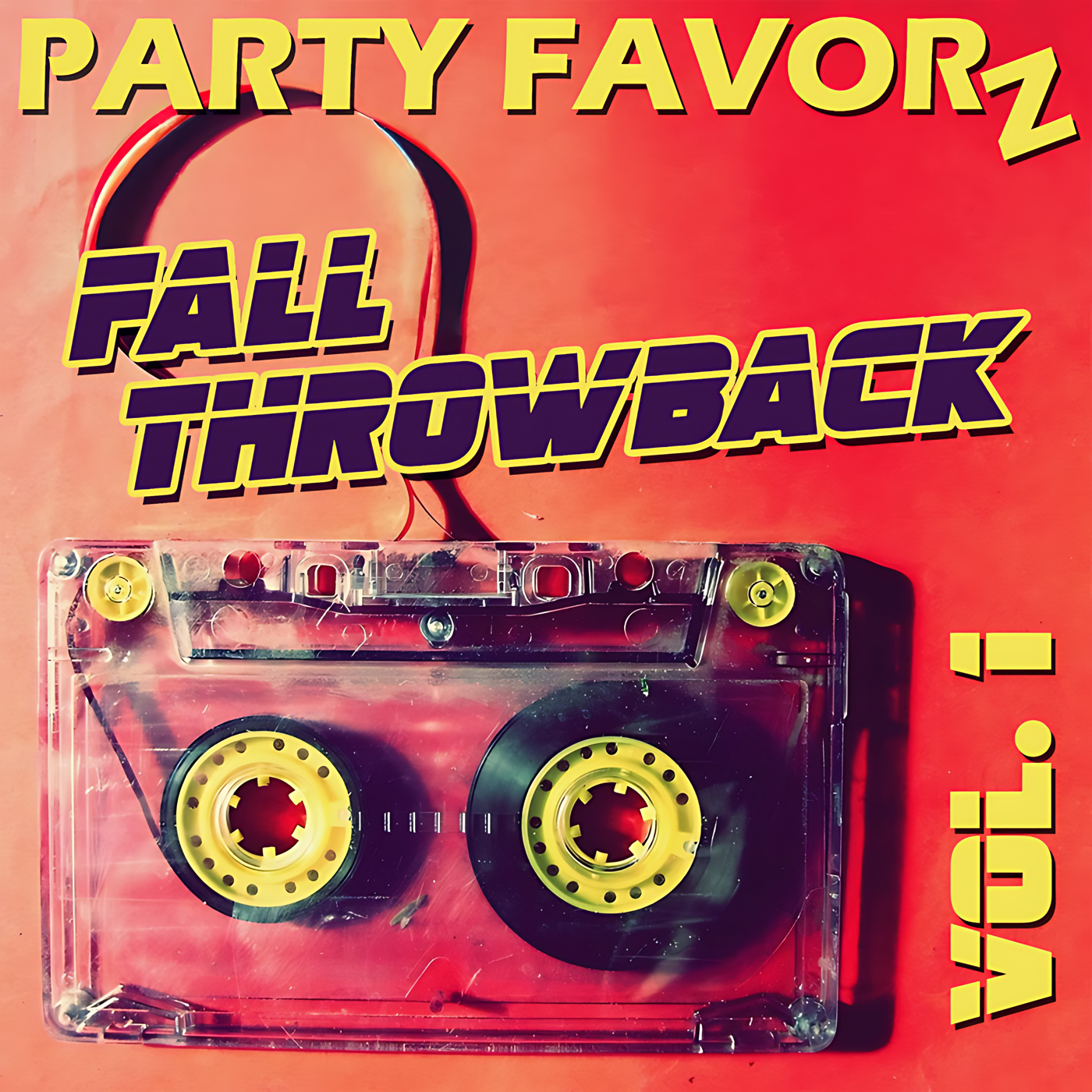 Clear cassette tape with the tape pulled out on a grunge red background for the cover art of Fall Throwback Volume 1