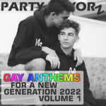 Two young twinks with hands on should while one kisses the other on the head