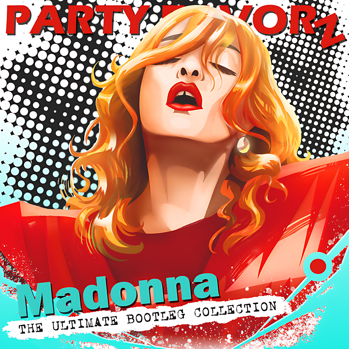 Madonna pop art channeling Donna Summer in orgasm pose for the coverart of the Ultimate Bootleg Collection Volume I & II