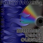CD with rainbow colors and flames coming from the left in purple