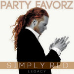 Simply Red: A Tribute Dance Mix Celebrating Timeless Soul & Endless Grooves Profile of a man with long red hair in a low ponytail wearing a black suit and white shirt, hands clasped against a pale background with large tan “PARTY FAVORZ” text above and a brown band reading “SIMPLY RED,” artwork for Party Favorz episode "Legacy Dance Tribute: Simply Red (2017) House Remixes".