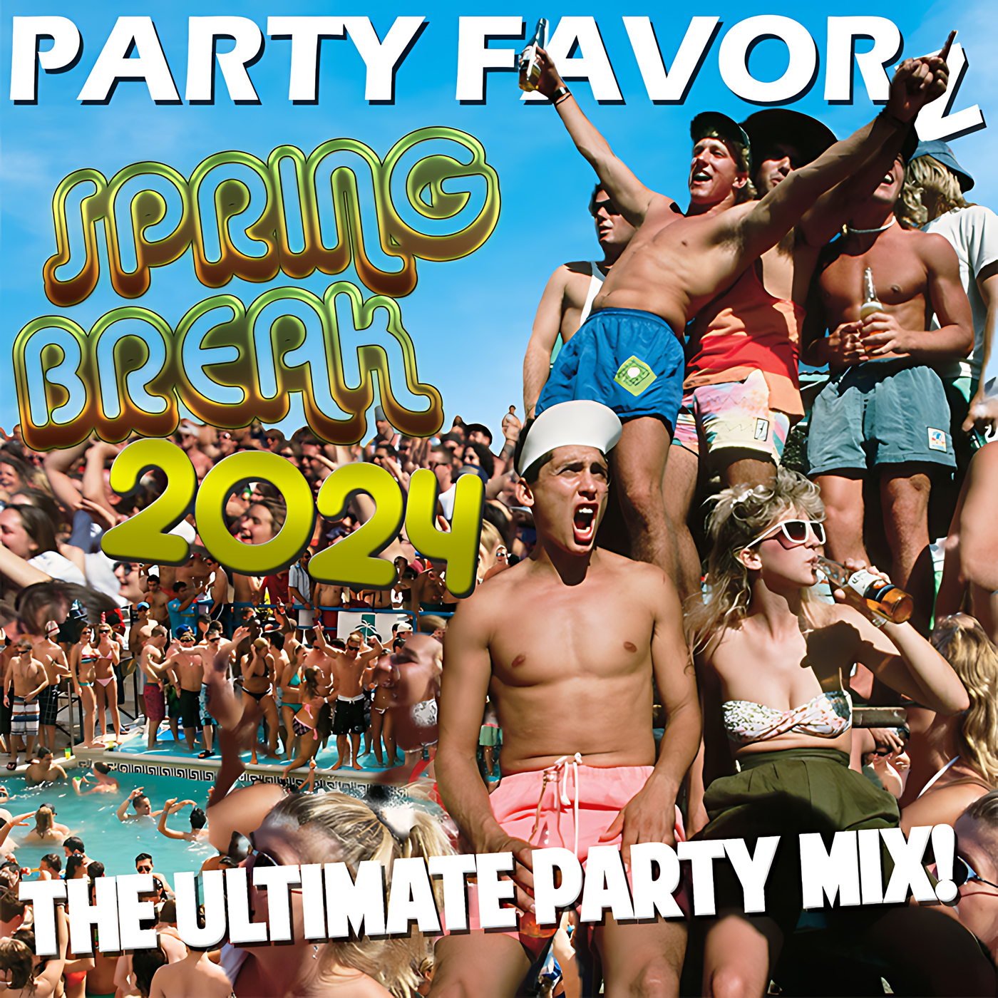 A collage of revelers celebrating Spring Break for the cover art of the Utlimate Spring Break Dance Mix 2024