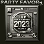 An intricately engraved silver metal background for the cover art of the Top Dance Songs of 2023 featuring the year's biggest dance hits.