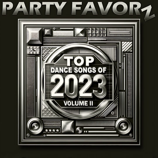 An intricately engraved silver metal background for the cover art of the Top Dance Songs of 2023 featuring the year's biggest dance hits.
