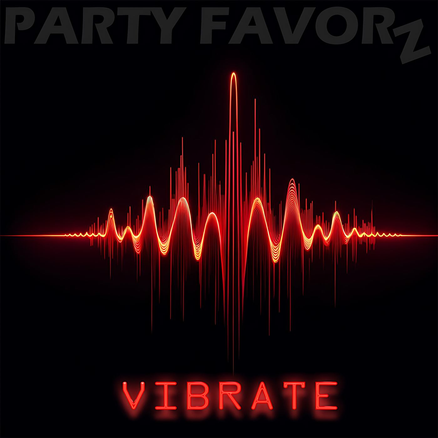 A single red neon soundwave spectrum on a black background for the coverart of the episode Vibrate