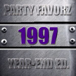Coverart for the Top Dance Songs of 1997 with the biggest dance songs of the year against a steel background with bolts