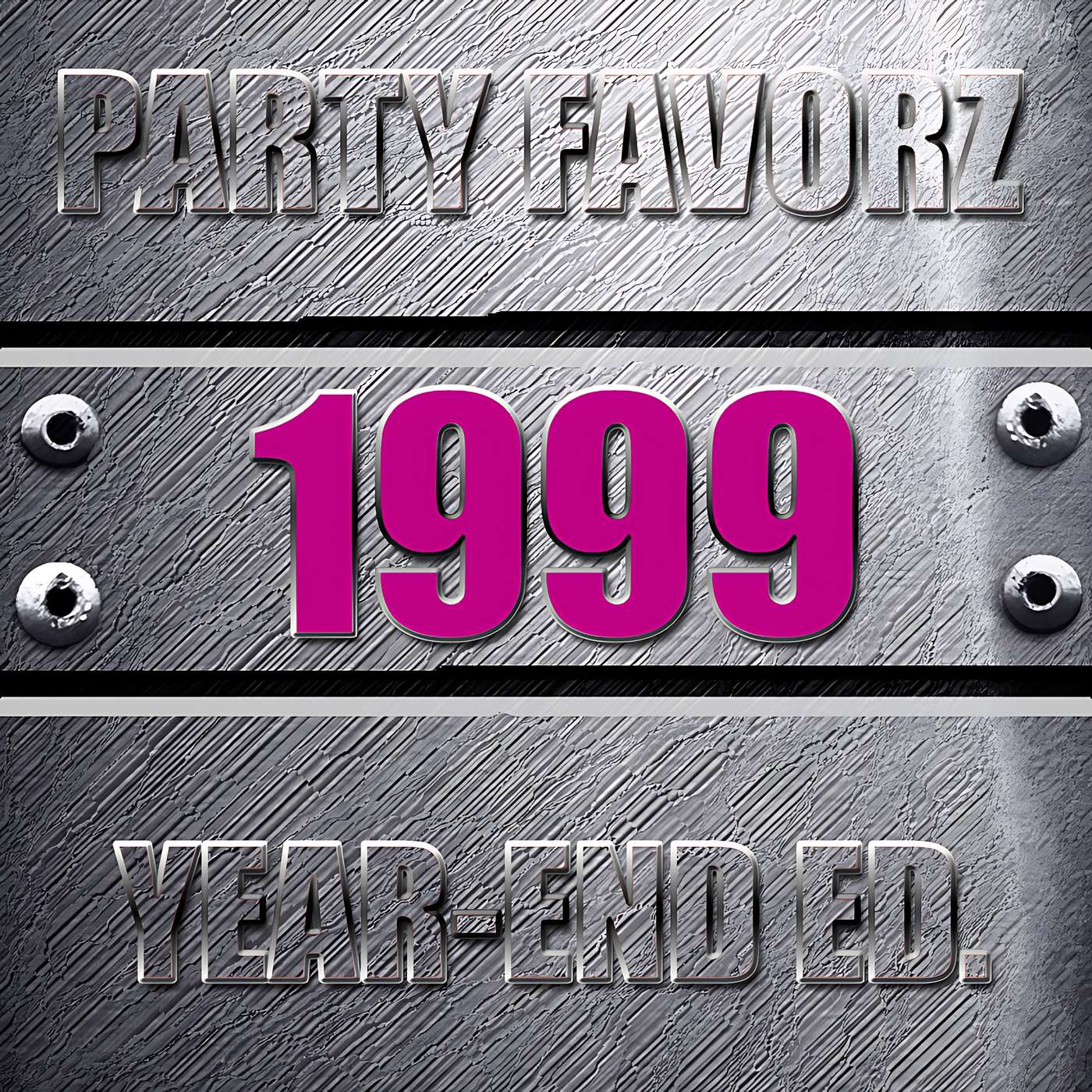 Coverart for the Top Dance Songs of 1999 with the biggest dance songs of the year against a steel background with bolts