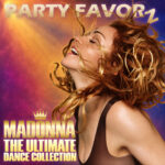 Madonna with windswept hair against a gold and purple background on the cover of The Dropping Soon: Madonna Bootleg Remixes